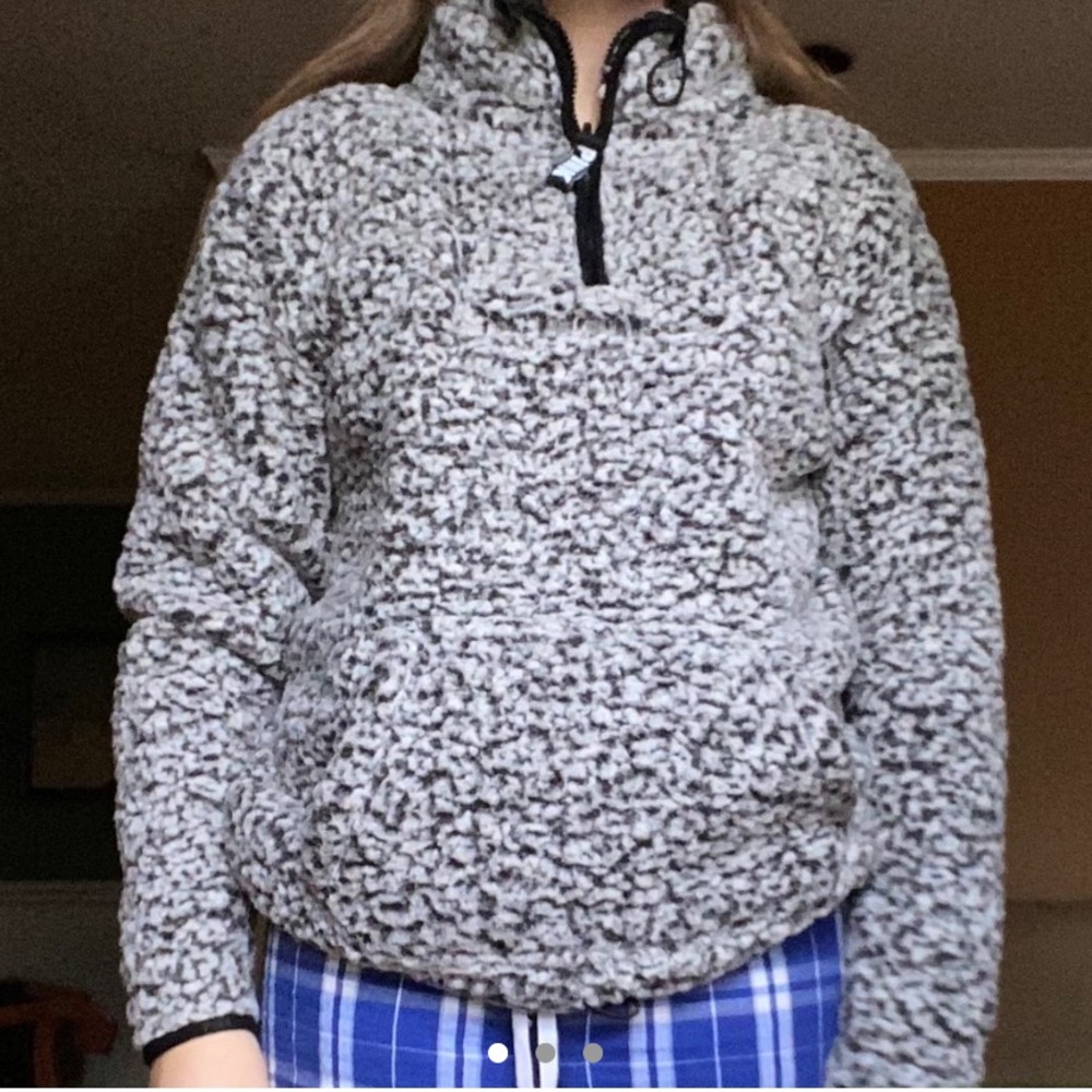 pink brand quarter zip sherpa